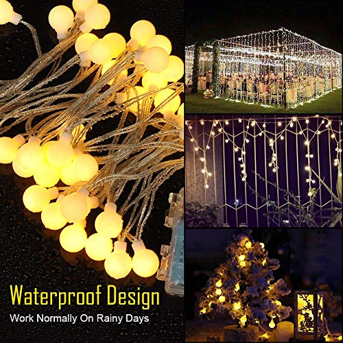 Globe String Lights Battery Operated Warm White ，Water proof 2 Pack 19.7FT 40 LED Globe Fairy String Light 8 Modes with Remote Control , for Home, Party, Christmas, Wedding, Garden Decoration - color: 19.7FT Globe lights-2Pack