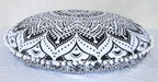 ICC 32 Inch Floor Pillows & Cushions covers Decorative Hippie Mandala Pouf Pillow covers Bohemian Seating Meditation Cushion Cover Large Boho Ottoman Case Pillowcase for Couch Grey