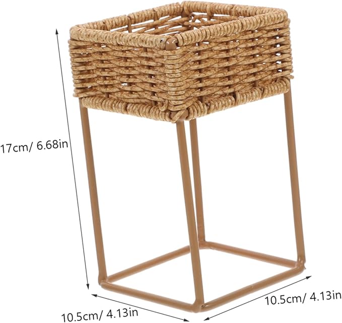 Cabilock Rattan Planters Boho Style Plant Stands Decorative Flower Pot Display Wicker Plant Shelf Indoor Outdoor Home Decor