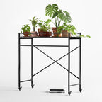 Zhongma 1 Tier Window Height Sturdy Metal Plant Stand with Wheels, 40.5x16x40.4 in High, Heavy Duty Succulent Shelf for Home Indoor and Outdoor, 220 LBS Capacity & Heavy Duty Construction