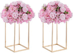 Gold Metal Cube Vase Stand for Wedding Centerpieces, 15.75in Tall, 2 Pcs