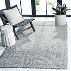SAFAVIEH Natural Fiber Collection Area Rug - 5' x 8', Grey, Handmade Farmhouse Jute, Ideal for High Traffic Areas in Living Room, Bedroom (NF730F) - color: Grey, size: 5' x 8' (Rectangular)