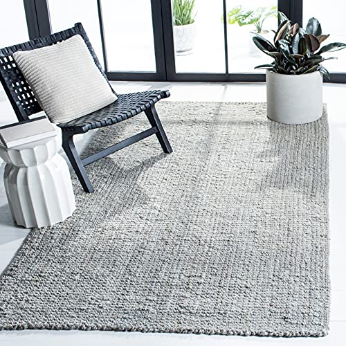 SAFAVIEH Natural Fiber Collection Area Rug - 5' x 8', Grey, Handmade Farmhouse Jute, Ideal for High Traffic Areas in Living Room, Bedroom (NF730F) - color: Grey, size: 5' x 8' (Rectangular)