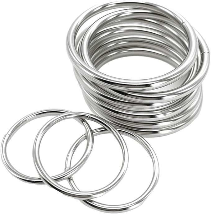 Ewparts Metal Rings 2 inch for Plant Hangers Welded Steel Silver Macrame Rings Aros de Metal para Macrame 10 Pack 60mm 5mm Thick Heavy Duty Small Welded O Rings 2 inch O Rings for Craft