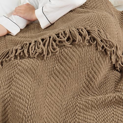 Home Soft Things Brown Throw Blanket Knitted Tweed Throw 50'' x 60'', Amphora, Super Soft Cozy Warm Comfortable Breathable Throw for Living Room Chair Couch Bed Sofa Bedroom Home Décor - color: Amphora, size: 50 in x 60 in