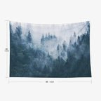 EMMTEEY Forest Wall Hanging - Misty Foggy Mountain Landscape with Fir Nature - 80x60 Inches - Mens Tapestry for Bedroom & Living Room