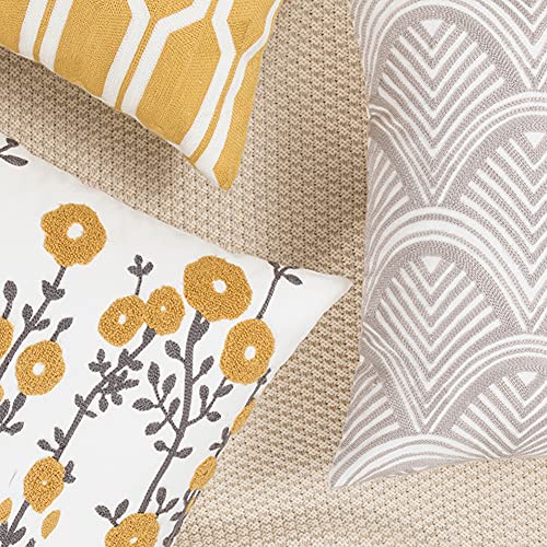 vctops Embroidery Cotton Decorative Throw Pillow Cover Boho Geometric Pattern Cushion Cover for Couch Sofa Bed (Grey,18"x18") - color: Grey, size: 18" x 18" (Pack of 1)