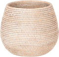 KOUBOO La Jolla Coco Rattan Bowl, White-Wash, Large Planter