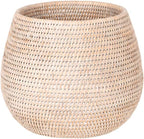 KOUBOO La Jolla Coco Rattan Bowl, White-Wash, Large Planter
