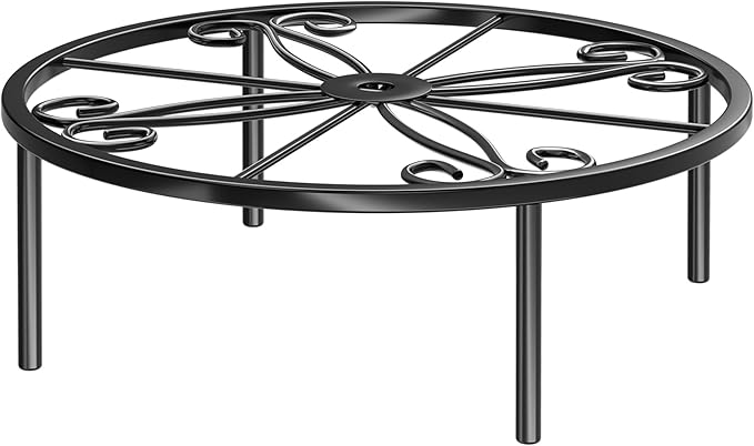 11.4 IN Plant Stand 1 PIC Metal Flower Pot Holders Indoor Tall 3.5'' Plant Rack Plant Riser Plant Shelf Accessories For Living Room Balcony Round Black