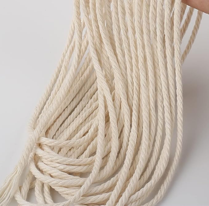 Cotton Macrame Cord 3mm 328yards Natural Colored Macrame Supplies, Soft Craft Cotton Rope for Plant Hanger Wall Hanger Dreamcatcher (Beige)