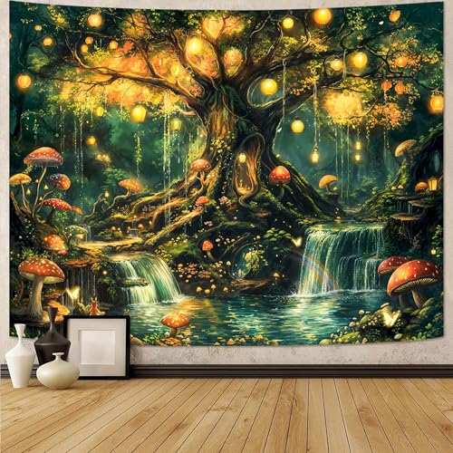 Spenlife Magical Tree of Life Tapestry Fantasy Tapestry for Bedroom Green and Yellow Tapestries Wall Hanging Bedroom Living Room Wall Art and Home Decor 44x60 - color: Green, size: 60"L x 44"W