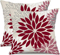 DFXSZ Wine Red Pink Flower Pillow Covers 18x18 Inch Set of 2 Outdoor Throw Pillows Outdoor Waterproof Decor for Living Room Sofa Patio Funiture Garden Floral Polyester Pillow Covers 002R18