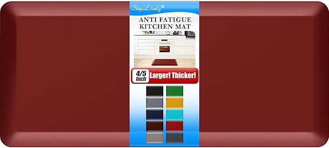 4/5 Inch Thick Kitchen Mat - Cushioned Anti Fatigue Mats for Kitchen Floor - Easy to Clean, Waterproof, Non-Slip Kitchen Rug for Sink, Office, Kitchen (17''x39'' Red)