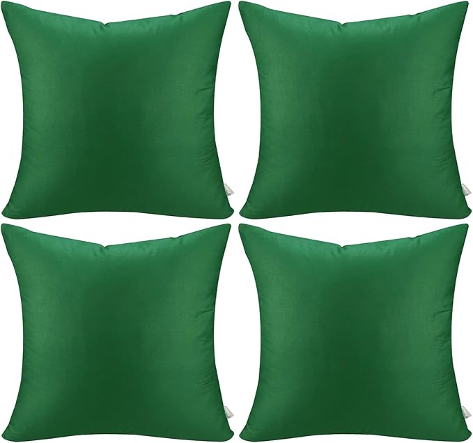 Thmyo 4-Pack 100% Cotton Comfortable Solid Decorative Throw Pillow Case Square Cushion Cover Sublimation Blank Pillow Covers DIY Throw Pillowcase for Sofa Couch(16x16 inch/ 40x40cm, Christmas Green)