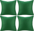 Thmyo 4-Pack 100% Cotton Comfortable Solid Decorative Throw Pillow Case Square Cushion Cover Sublimation Blank Pillow Covers DIY Throw Pillowcase for Sofa Couch(20x20inch/50x50cm, Christmas Green)