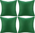 Thmyo 4-Pack 100% Cotton Comfortable Solid Decorative Throw Pillow Case Square Cushion Cover Pillowcases St Patricks Day DIY Throw Pillow Covers for Sofa(18x18 inch/ 45x45cm,Christmas Green)