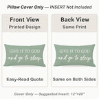 Decorative Throw Pillow Covers 12x20 Inch Set of 2 – Deep Sage Christian Lumbar Pillowcase – Give It to God and Go to Sleep/Relax God’s Got This – Spring Summer Faith Bedroom Bed Decor