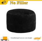 Asuprui Unstuffed Pouf Ottoman Round Poof Ottoman No Filler Soft Faux Fur Foot Stool 20x20x12 Inches Fuzzy Chair Floor Pouf Foot Rest with Storage for Living Room Bedroom Black