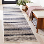 SAFAVIEH Montauk Collection Runner Rug - 2'3" x 9', Grey & Black, Handmade Flat Weave Boho Stripe Cotton, Ideal for High Traffic Areas in Living Room, Bedroom (MTK851H) - color: Grey/Black, size: 2'3" x 9' (Runner)