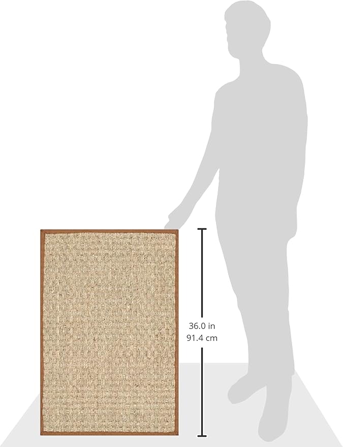 SAFAVIEH Area Rug 2x3 - Natural Fiber Collection - Natural & Brown, Seagrass, Basketweave Pattern with Border (NF114B)