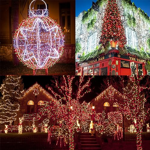 LJLNION 300 LED Christmas Lights, Extra Long 98.5FT Xmas String Lights Outdoor Indoor, 8 Lighting Modes, Plug in Waterproof Fairy Lights for Wedding Party Bedroom Decorations (Red & Green) - color: Red & Green