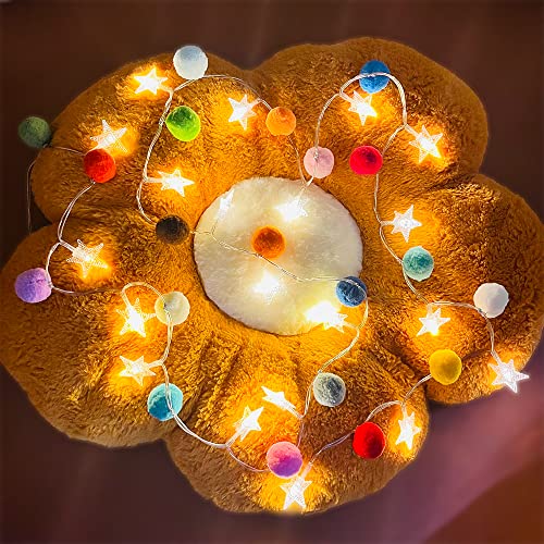 ChiRee Indoor String Lights 6.56 Feet Pom Poms Star Lights 20 LED Battery Operated String Fairy Lights Warm White Star Lights Colorful Decor Lights for Home Bedroom Kids Playhouse Holiday Christmas - style: Star-Colorful