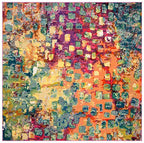 SAFAVIEH Madison Collection Area Rug - 5' Square, Fuchsia & Gold, Boho Abstract Distressed Design, Non-Shedding & Easy Care, Ideal for High Traffic Areas in Living Room, Bedroom (MAD425D) - color: Fuchsia/Gold, size: 5' x 5' (Square)