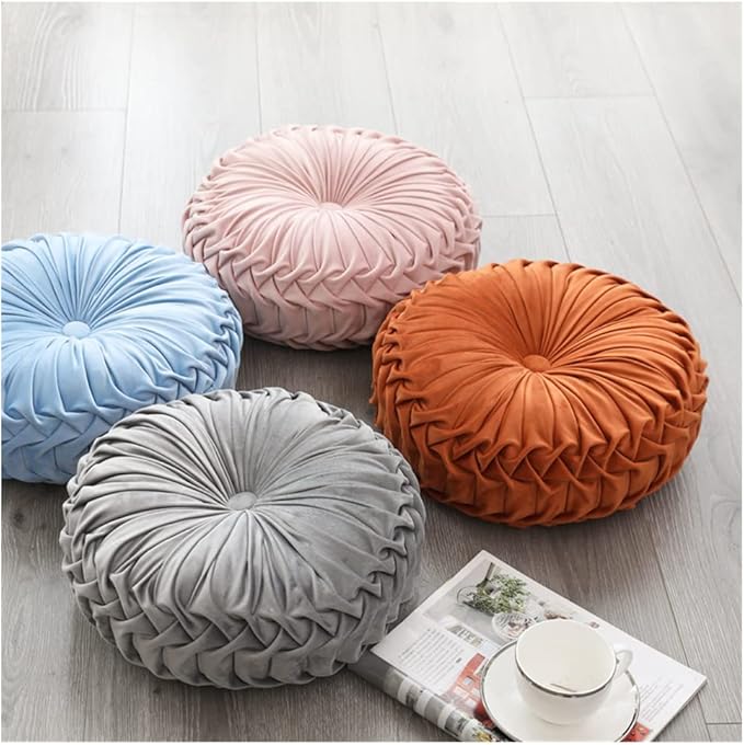 Baiyuruodie Round Velvet Pillow, Sofa Bed Bedroom Decorative Throw Pillow (38cm, Yellow)
