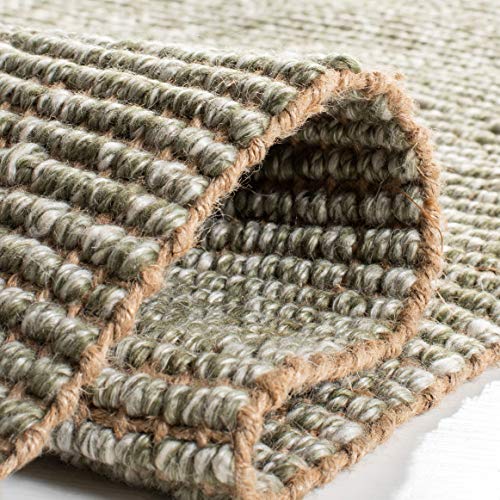 SAFAVIEH Natural Fiber Collection Accent Rug - 3' x 5', Green & Natural, Handmade Woven Fringe Jute, Ideal for High Traffic Areas in Entryway, Living Room, Bedroom (NF826Y) - color: Green/Natural, size: 3' x 5' (Rectangular)
