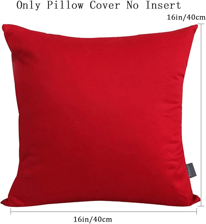 Thmyo 4-Pack 100% Cotton Comfortable Solid Decorative Throw Pillow Cases Square Cushion Cover Pillowcases Sublimation Blank Valentines Day DIY Throw Pillow Covers for Sofa Bed(16x16inch/40x40cm,Red)
