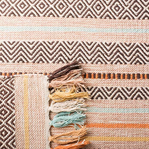 SAFAVIEH Area Rug 8x10 - Montauk Collection - Large - Beige & Multi, Handmade Cotton, Boho Stripe Fringe Design, Ideal for Living Room, Bedroom, Office, Dining Space (MTK901A) - color: Beige/Multi, size: 8' x 10' (Rectangular)