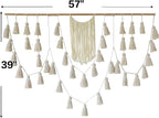 Jakalin Macrame Wall Hanging Boho Tassel Garland 57"x39" | Handmade Cotton Rope Wall Decor for Living Room, Bedroom, Nursery | Large Macrame Banner for Wedding Backdrop, Home Decoration