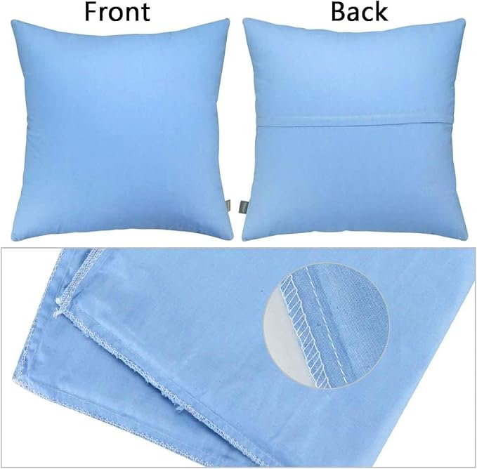 4-Pack 100% Cotton Comfortable Solid Decorative Throw Pillow Case,Thmyo Square Cushion Cover Pillowcase Sublimation Blank Pillow Covers DIY Throw Pillowcase for Sofa(16x16 inch/ 40x40cm,Sky Blue)