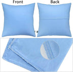 Thmyo 4-Pack 100% Cotton Comfortable Solid Decorative Throw Pillow Case Square Cushion Cover Pillowcase Sublimation Blank Pillow Covers DIY Throw Pillowcase for Sofa(18x18inch/45x45cm,Sky Blue)