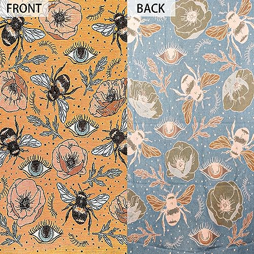 Boho Throw Blanket Reversible Cotton Bohemian Tapestry Hippie Room Decor Double Sided (Boho Bee Yelow 50"x60") - color: Boho Bee Yelow, size: 50*60 inch