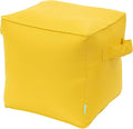 QILLOWAY Indoor/Outdoor Inflatable Stool, Ottoman Pouf Cube 16",All Weather Foot Rest for Camping or Home (Yellow)