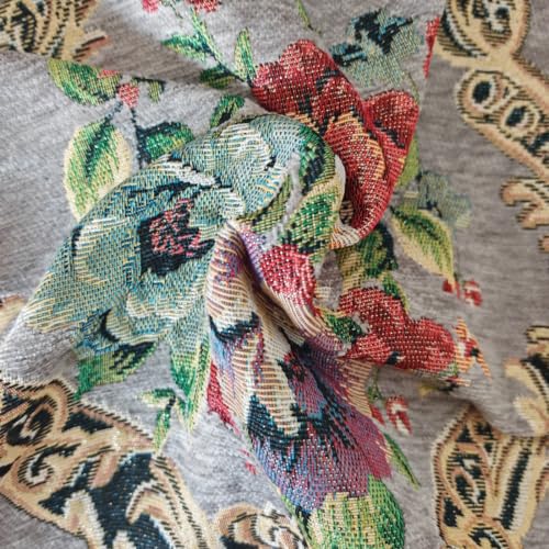 Set of 2 Vintage Floral Throw Pillow Covers 18x18 Inch, Gray Chenille Embroidered Cushion Cases, Decorative Euro Shams for Couch Sofa Bed Farmhouse Home Decor - color: Gray