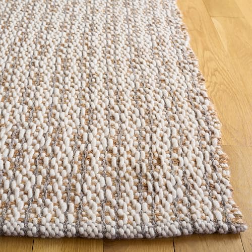 SAFAVIEH Natural Fiber Collection Area Rug - 2'3" x 8' Runner, Natural & Grey, Handmade Jute & Wool, Ideal for Living Room, Hallway, Foyer, Entryway, Bedroom (NFB225F) - color: Natural/Grey, size: 2'3" x 8' (Runner)