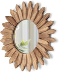 LOSOUR Wall Decor 12 inch Rustic Round Wood Mirror Decorative Boho Sunburst Mirror Boho Home Decor Farmhouse Wall Decor for Bedroom Living Room Entryway