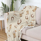 Western Throw Blankets, Farmhouse Country Throw Blanket Vintage Wild West Blankets, Soft, Flannel, Warm, Boho Western Fleece Blanket Decor for Bedroom Couch Sofa 50X60 Inch
