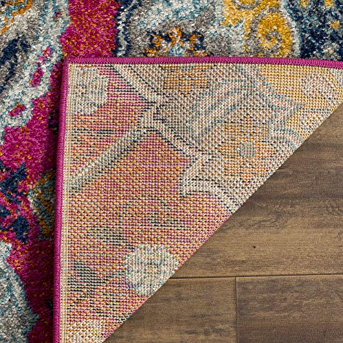 SAFAVIEH Madison Collection Runner Rug - 2'3" x 6', Fuchsia & Gold, Boho Chic Glam Paisley Design, Non-Shedding & Easy Care, Ideal for High Traffic Areas in Living Room, Bedroom (MAD600A) - color: Fuchsia/Gold, size: 2'3" x 6' (Runner)