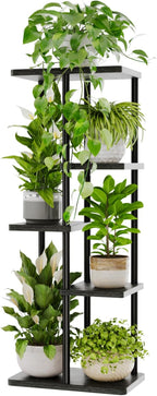 Bamworld Plant Stand Indoor, Corner 5 Tier Metal Plant Shelf for Multiple Plants, Tiered Flower Pot Stands for Patio Garden Balcony Living Room Bedroom, Black