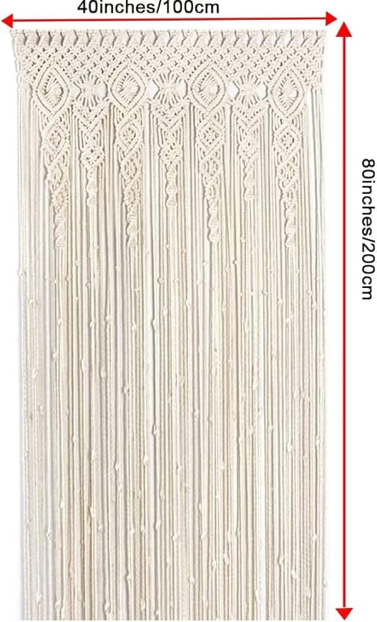 Macrame Curtain Wall Hanging Handmade Boho Curtains for Wedding Backdrop Arch Closet Room Divider Boho Wall Decor 40"X80"