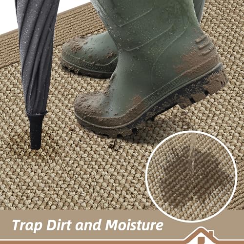 BEQHAUSE Indoor Door Mat 36" x 60", Dirt Trapper Door Mats Non-Slip Entryway Rugs Washable, Trap Dirt Absorbent Welcome Mat, Low Profile Floor Mats for Front Back Door and Entryway, Beige - color: Beige, size: 36" X 60" (Rectangular)