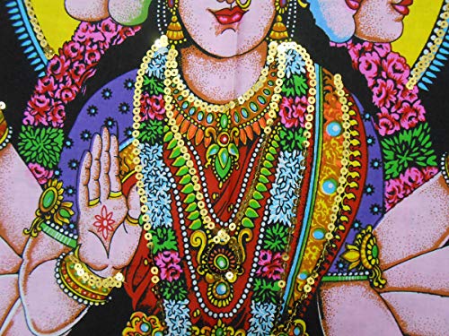 Goddess Gayatri sequins Cotton Batik Wall Hanging Painting : Size 43"x30" Inches - color: Gayatri