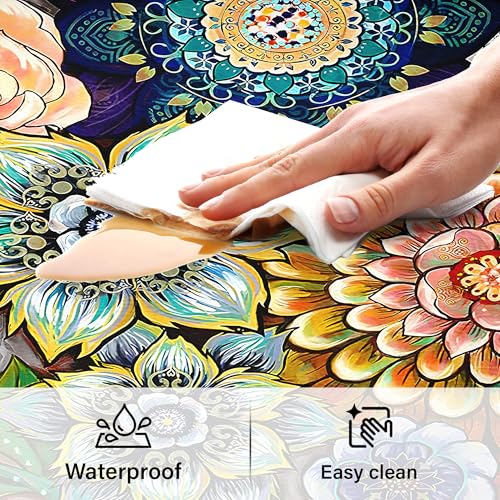 Floral Long Kitchen Runner Rug for Floor, Boho Cushioned Anti-Fatigue, Non-Slip Standing Desk, Waterproof Comfort Mat for Sink, Office, Laundry, 17.3x59 Inch - color: Colorful Boho Floral, size: 17.3"x59"-0.40Th