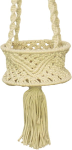 Handmade Macrame Cotton Plant Hanger, from Uttar Pradesh, India | Boho Hanging Planter | Indoor Outdoor Plant Holder | Décor Accent for Home, Balcony, Living Room | 33x8 in (Off White)
