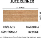 Savi Home Hand Braided Jute Runner Rug 24x72 Reversible Farmhouse Rugs for Hallway, Kitchen, Living Room, Bedroom - 2x6' - Natural