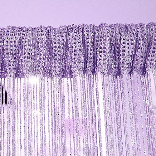 1x2M Door String Curtain Rare Flat Silver Ribbon Thread Fringe Window Panel Room Divider Cute Strip Tassel for Wedding Coffee House Restaurant Parts, Purple - color: Purple